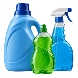 Home care category: detergent, dishwash and cleaning spray bottles