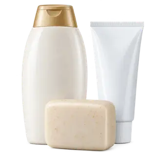 Personal care category: lotion, a cream tube and soap