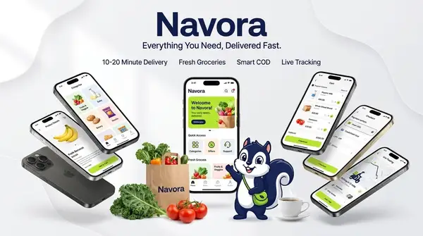Navora app design showing customer app concept