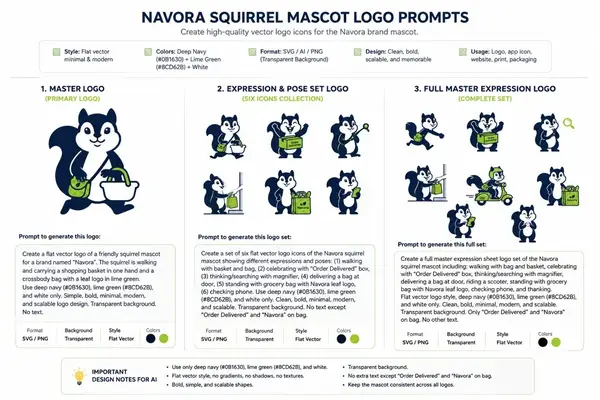 Navora design reference: mascot logo prompts