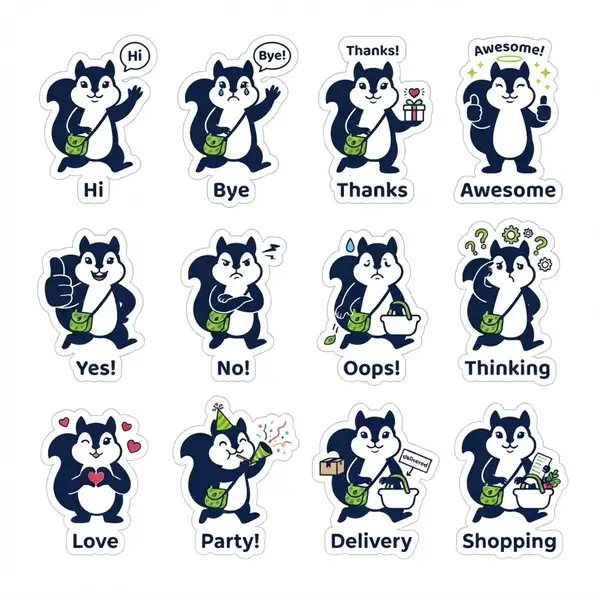 Navora squirrel mascot: mascot stickers