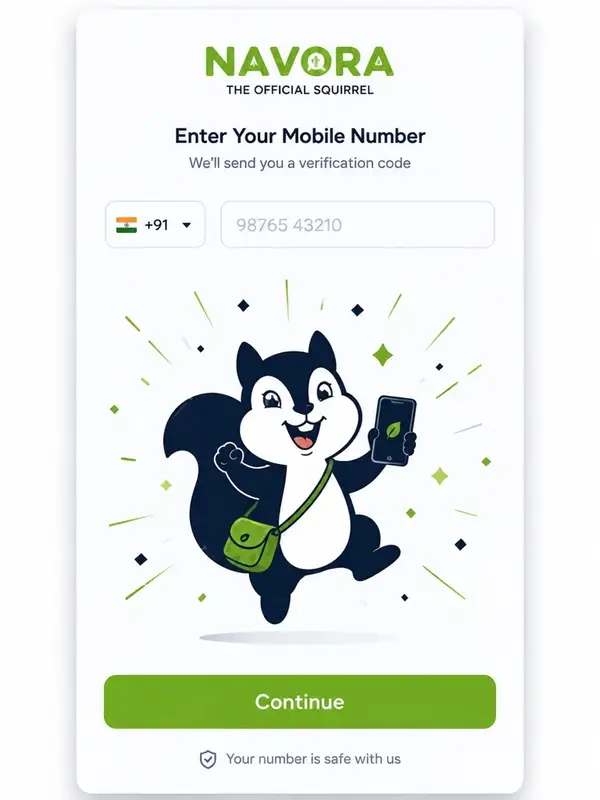 Navora app design showing mobile sign in