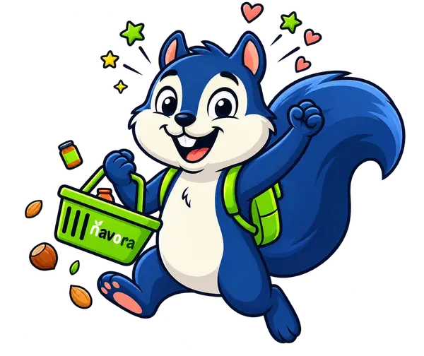 Navora squirrel mascot: navo celebration cutout