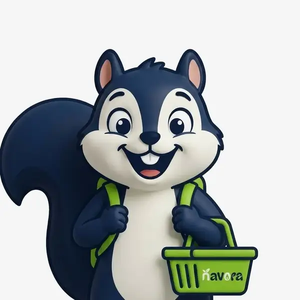 Navora squirrel mascot: navo smiling