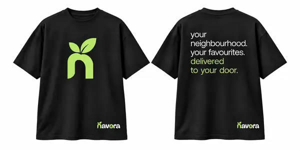 Navora shirt concept, front and back shirt mockups