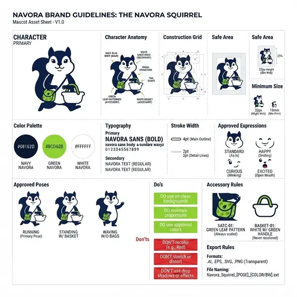 Navora design reference: squirrel brand guidelines